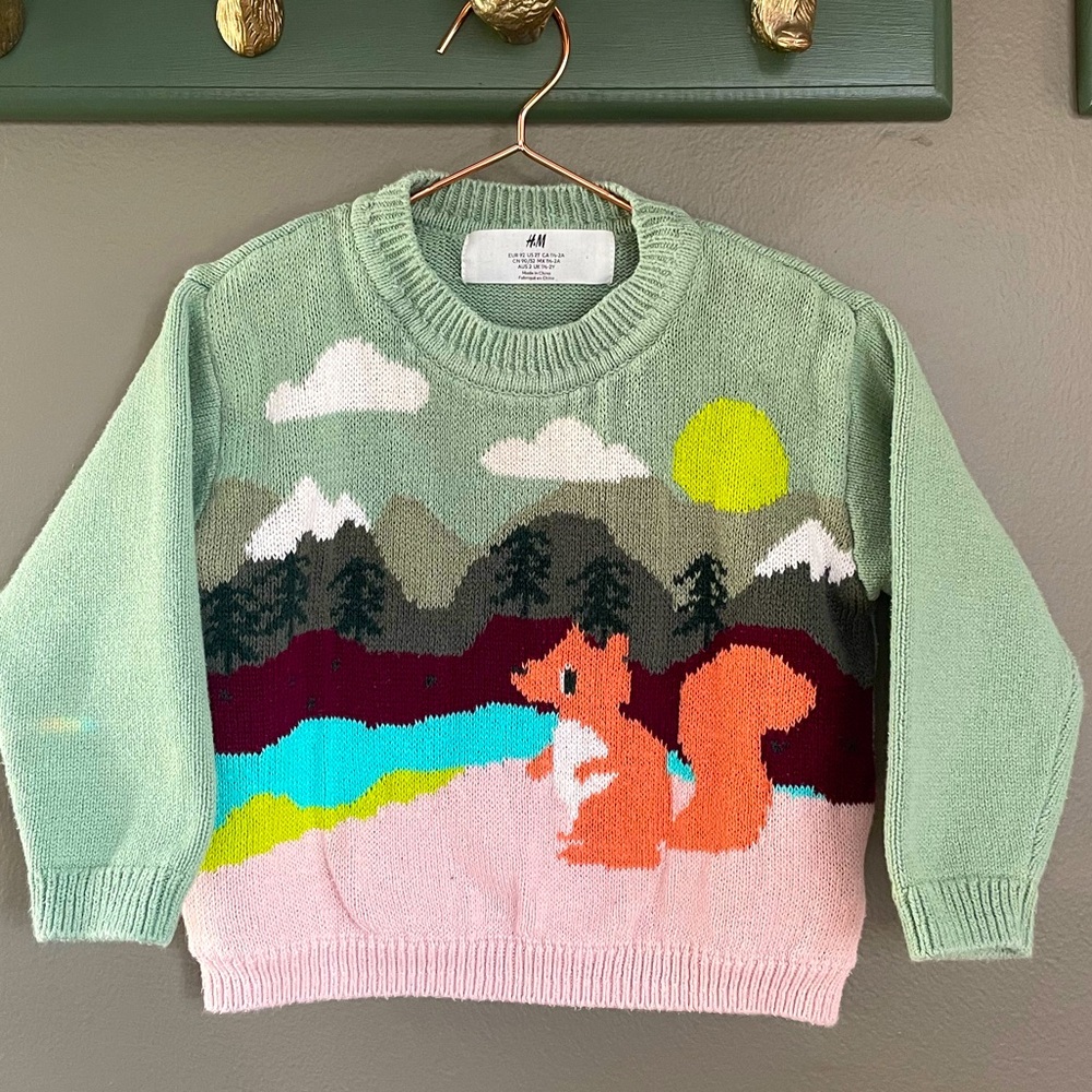 H&M squirrel sweater 1.5-2Y